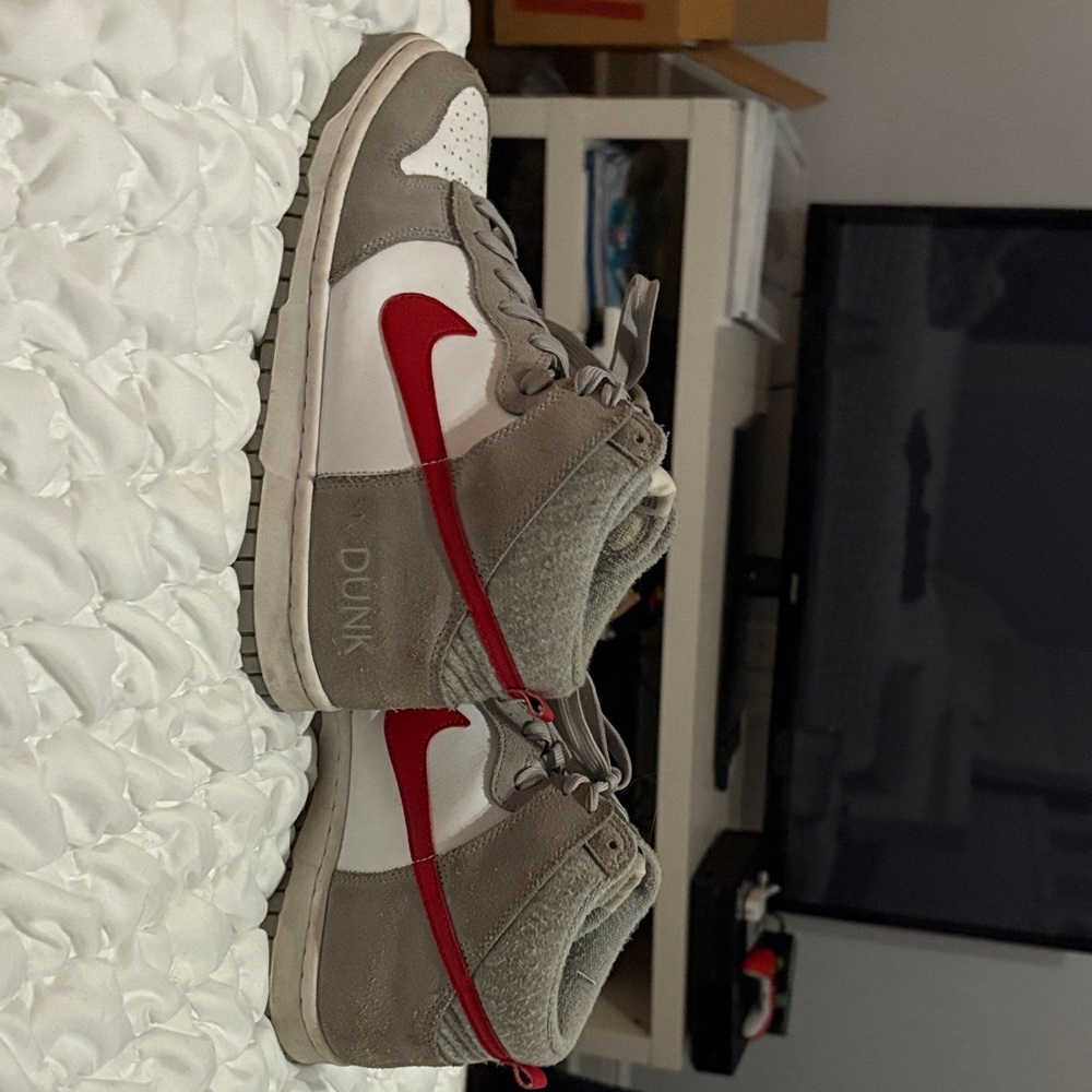 Nike Dunk High with Red and Gray Accents